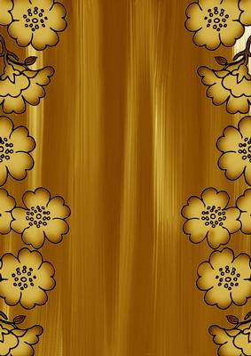 Gold Painted Blossom Edge A4 Backing Paper