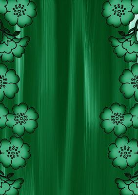 Dark Green Painted Blossom Edge A4 Backing Paper