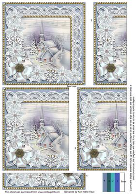 Blue Village Church Ice Poinsettia 5in One Side Stacker