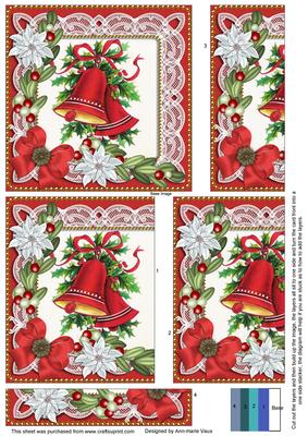Christmas Bells Poinsettia 5in One Side Stacker