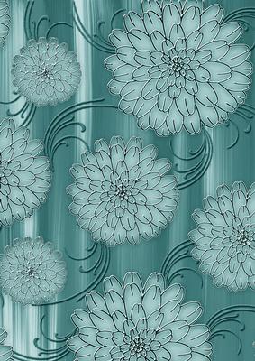 Dusky Teal Painted Big Floral A4 Backing Paper