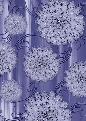 Blue Painted Big Floral A4 Backing Paper
