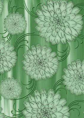 Mid Green Painted Big Floral A4 Backing Paper