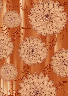 Burnt Orange Painted Big Floral A4 Backing Paper