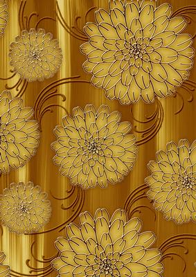 Gold Painted Big Floral A4 Backing Paper