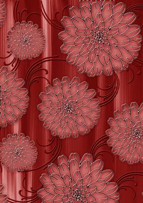 Dark Red Painted Big Floral A4 Backing Paper