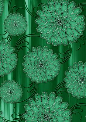 Dark Green Painted Big Floral A4 Backing Paper