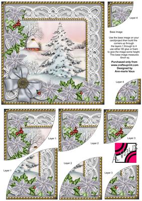 Pink Snow Tree Silver Poinsettia 6in Duo Corner Stacker