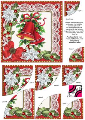 Christmas Bells Red Poinsettia 6in Duo Corner Stacker