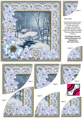Blue Winter Walk Ice Poinsettia 6in Duo Corner Stacker
