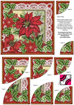 All Red Poinsettia 6in Duo Corner Stacker