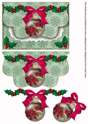 Poinsettia Duo Bauble Flap Decoupage Step by Step