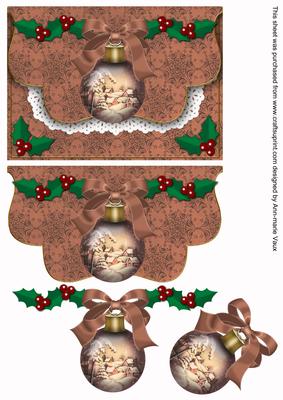 Snowy Village Bauble Flap Decoupage Step by Step
