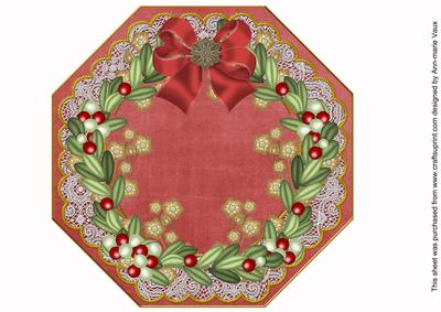 Mistletoe Gold Red Lace Octagon 8inch Picture Sheet