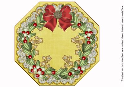 Mistletoe Gold Lemon Lace Octagon 8inch Picture Sheet