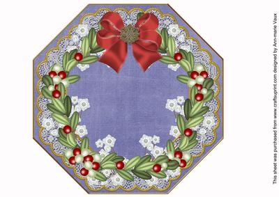 Mistletoe White Blue Lace Octagon 8inch Picture Sheet