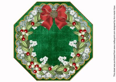 Mistletoe White Green Lace Octagon 8inch Picture Sheet
