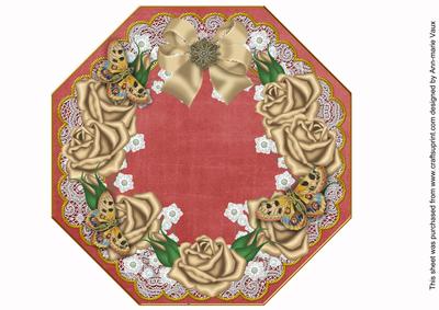 Coffee Roses Red Lace Octagon 8inch Picture Sheet