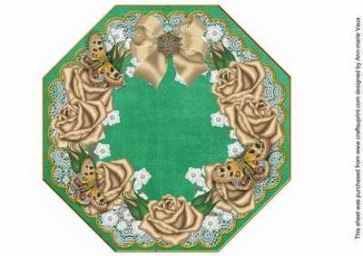 Coffee Roses Green Lace Octagon 8inch Picture Sheet