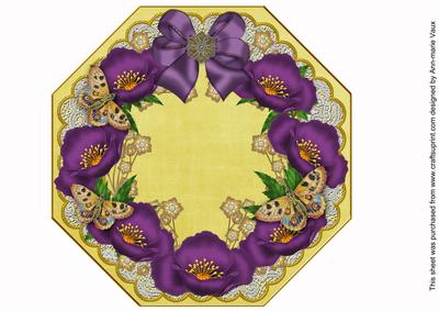 Deep Purple Poppy Lemon Lace Octagon 8inch Picture Sheet