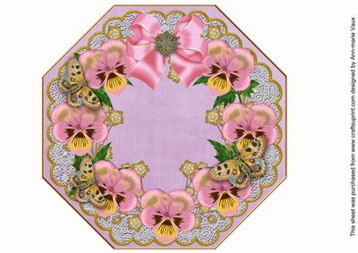 Pink Pansy Lilac Lace Octagon 8inch Picture Sheet