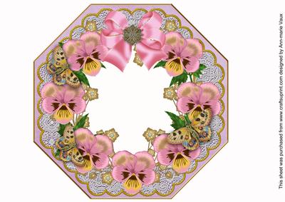 Pink Pansy Lilac Lace Octagon 8inch Frame Sheet