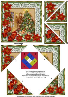 Christmas Trees Red Poinsetta 5in Triangle Spiral Stacker