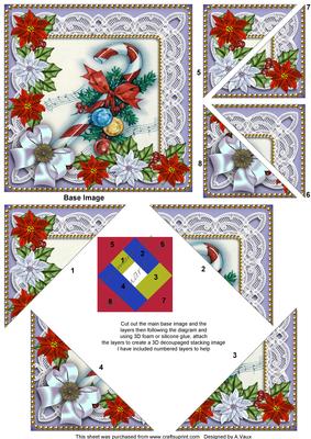 Candycane Poinsettia 5in Triangle Spiral Stacker