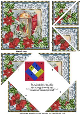 Christmas Door Poinsettia 5in Triangle Spiral Stacker
