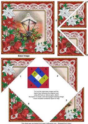 Christmas Lantern Poinsettia 5in Triangle Spiral Stacker