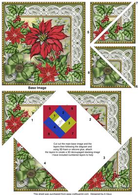 All Green Poinsettia 5in Triangle Spiral Stacker