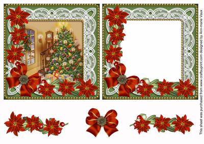 Christmas Tree Poinsettia Reverse Decoupage Step by Step