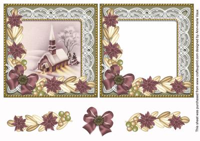 Plum Church Poinsettia Reverse Decoupage Step by Step