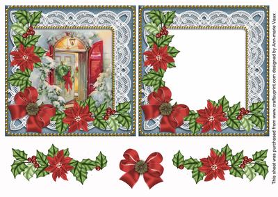 Christmas Door Poinsettia Reverse Decoupage Step by Step