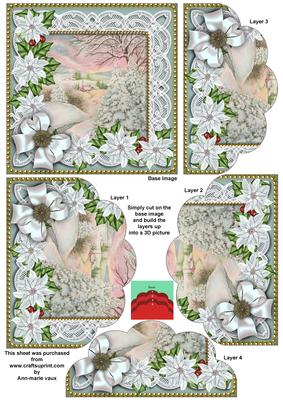 Snow Scene Ice Poinsettia 5in Scallop Bottom Stacker