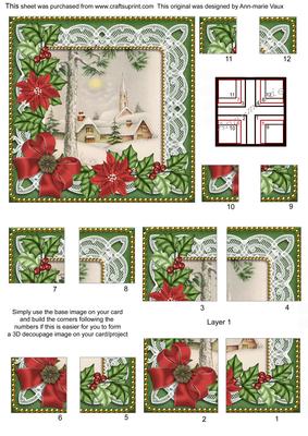 Winter Pub Poinsettia 5in Quad Corner Stacker