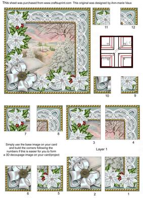 Snow Scene Ice Poinsettia 5in Quad Corner Stacker