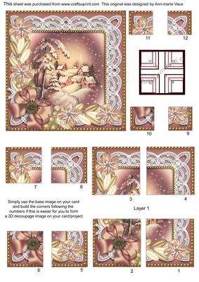 Snowy Village Poinsettia 5in Quad Corner Stacker