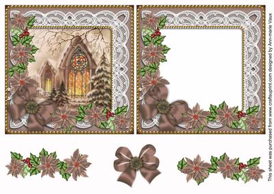 Church Window Poinsettia Reverse Decoupage Step by Step