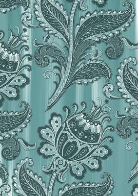 Dusky Teal Big Floral Painted Wallpaper A4 Backing Paper