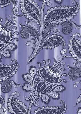 Blue Big Floral Painted Wallpaper A4 Backing Paper