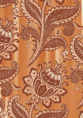 Burnt Orange Big Floral Painted Wallpaper A4 Backing Paper
