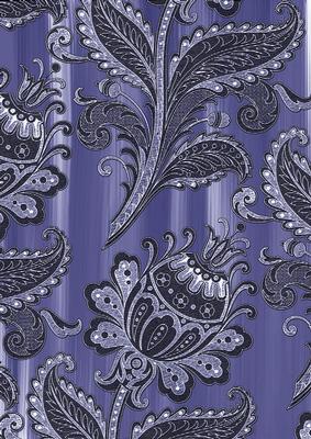 Dark Blue Big Floral Painted Wallpaper A4 Backing Paper