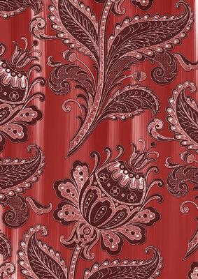 Dark Red Big Floral Painted Wallpaper A4 Backing Paper