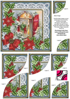 Christmas Door Poinsettia 6in Duo Corner Stacker