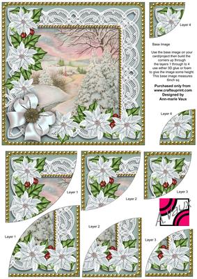 Snow Scene Ice Poinsettia 6in Duo Corner Stacker