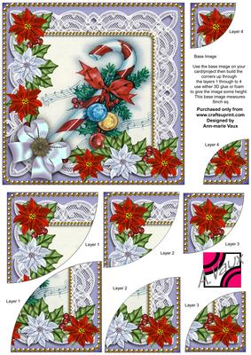 Christmas Candycane Poinsettia 6in Duo Corner Stacker