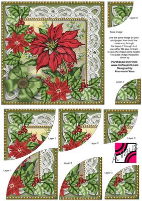All Green Poinsettia 6in Duo Corner Stacker