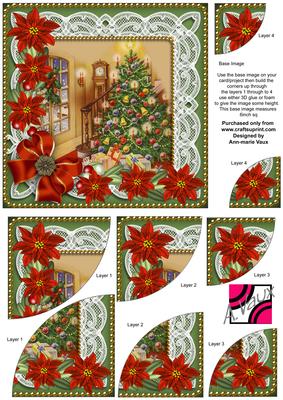 Christmas Tree Poinsettia 6in Duo Corner Stacker