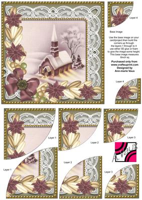 Plum Church Poinsettia 6in Duo Corner Stacker